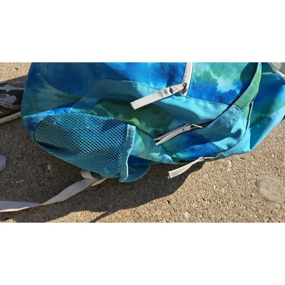 Vintage Jansport Tie Dye Backpack Blue Green Rare White Trim Y2K School Bag
